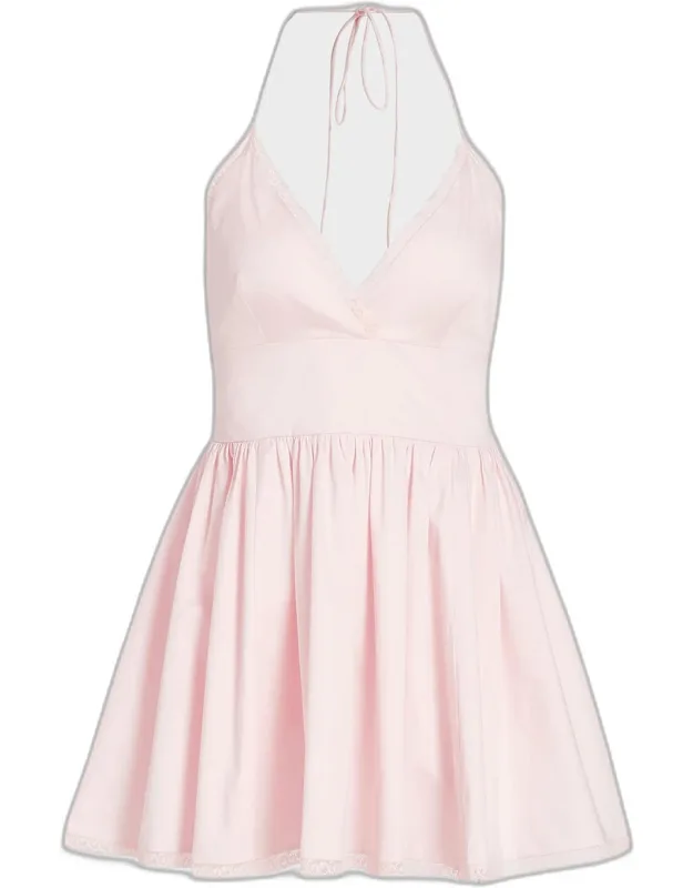 Lace-trim Stretch-cotton Mini Dress