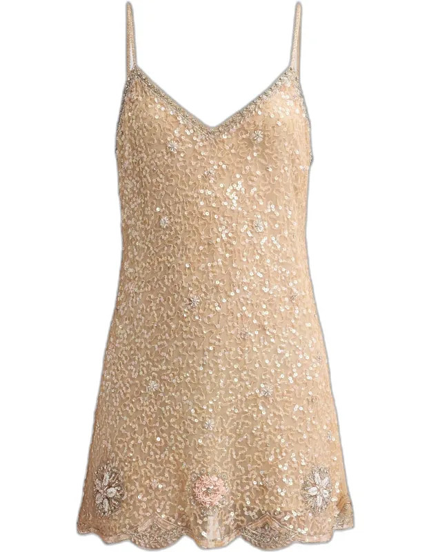 Embellished A-line Mini Dress
