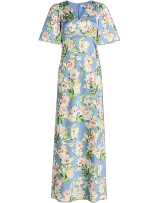 Floral-print Satin Maxi Dress