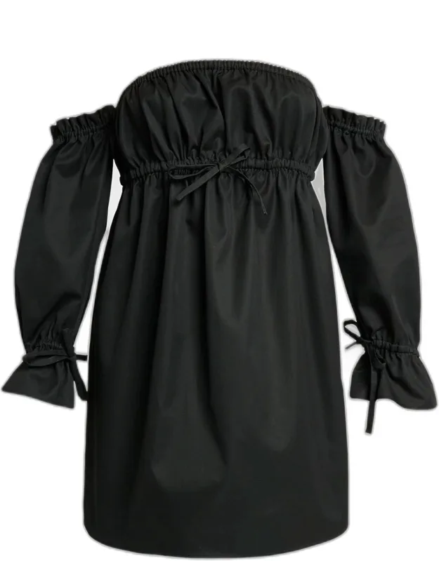 Off-shoulder Drawstring Mini Dress