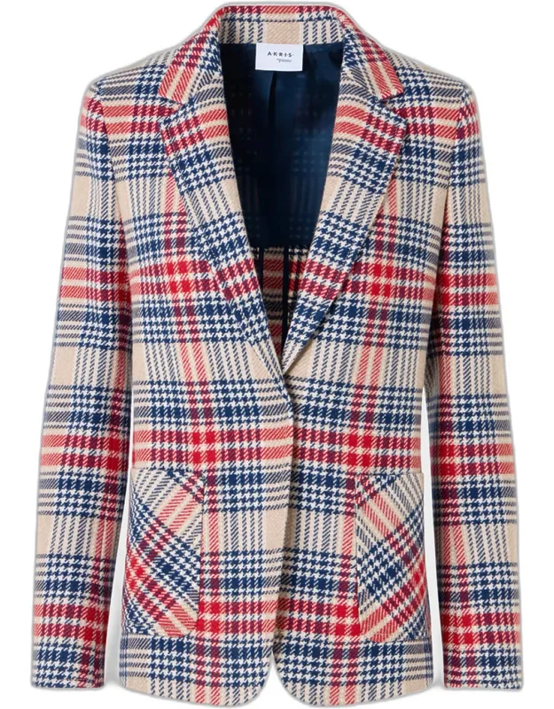 Plaid Wool-blend Tweed Blazer