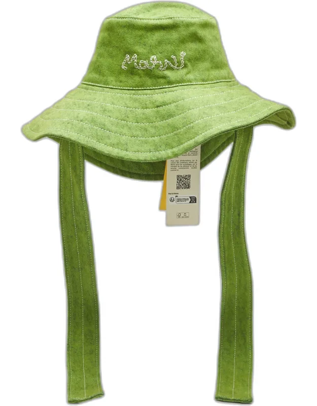 Denim Logo Embroidered Bucket Hat