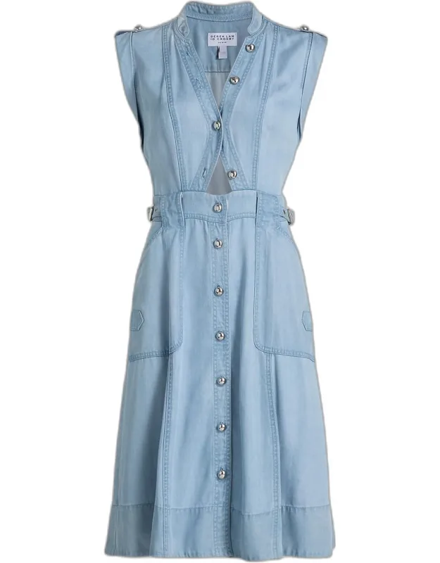 Penelope Denim Button-front Midi Dress