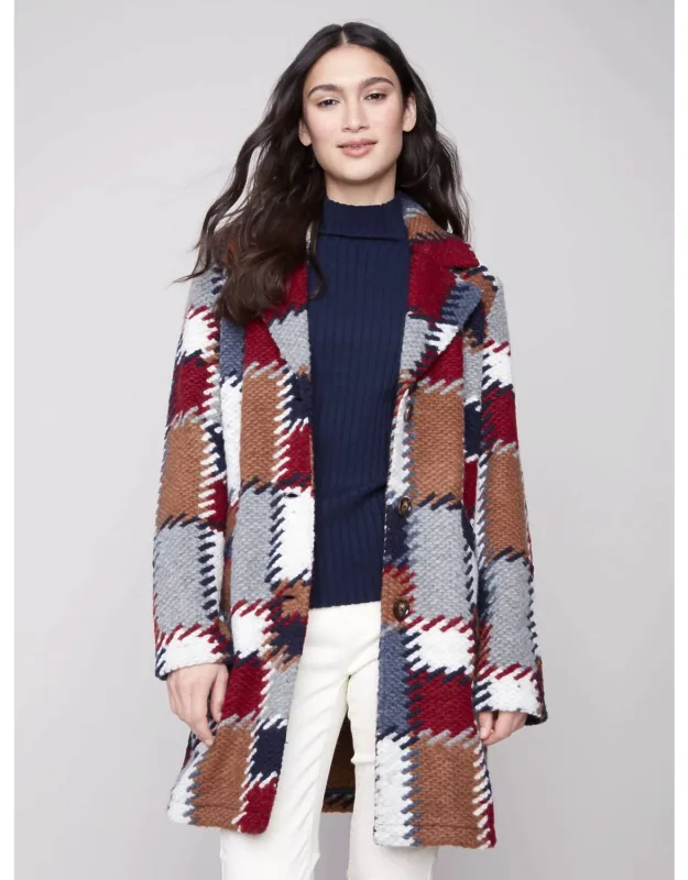 Plush Knit Button Front Long Jacket