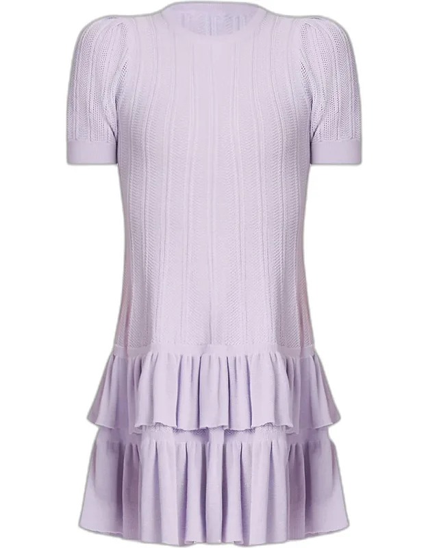 Pointelle Knit Ruffle Mini Dress