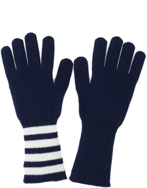 Cashmere Gloves With 4-bar Stripe And Grosgrain Detail