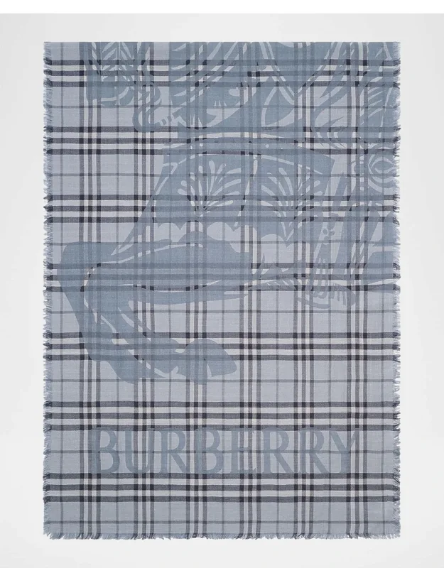 Ekd Check Wool-silk Wide Scarf