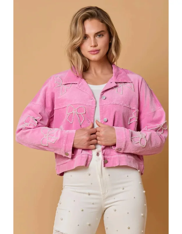 Pearl Bow Corduroy Jacket