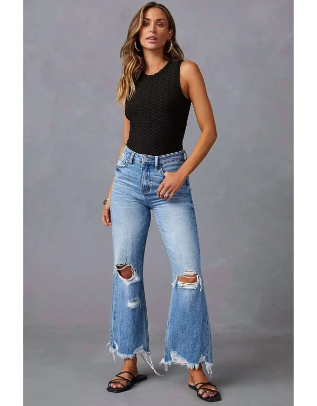 Sienna Raw Hem Wide Leg Jeans