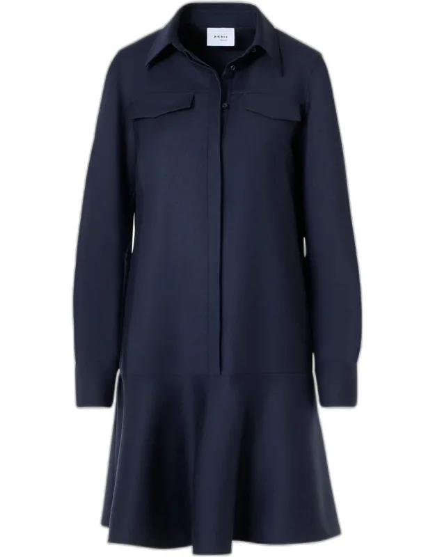 Wool Flannel Mini Shirtdress