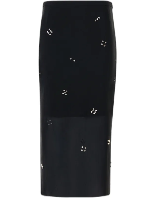 Diamond Dice Dot Pencil Midi Skirt