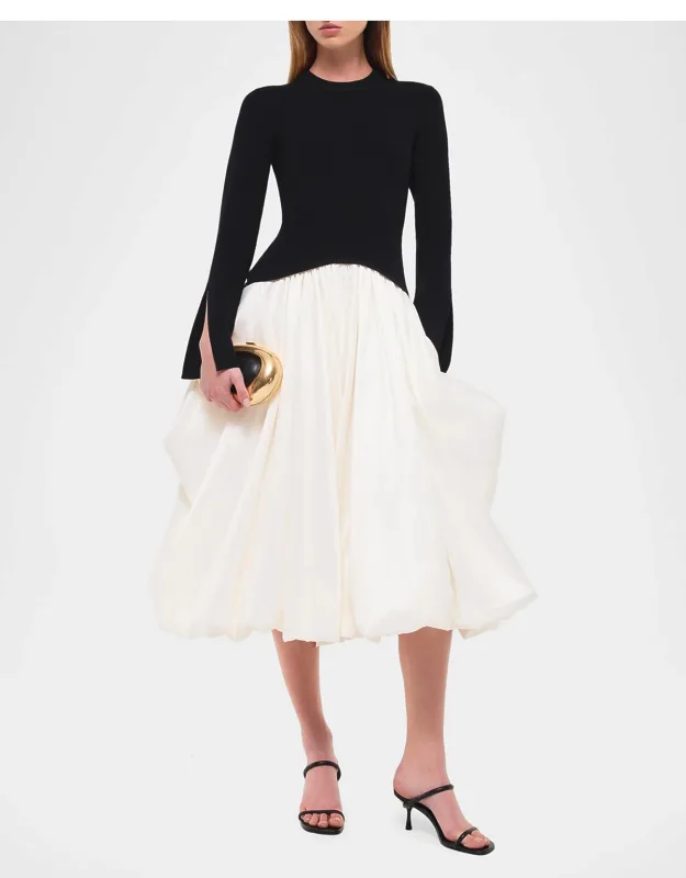 Long-sleeve Bubble Midi Dress