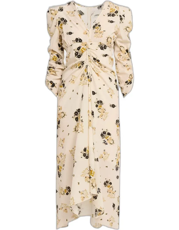 Floral Silk Midi Dress