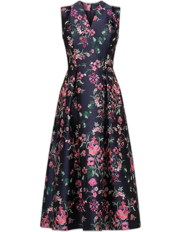Floral Jacquard Midi Dress