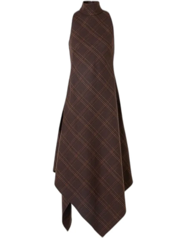 Blanket Check Wool-blend Flannel Midi Dress