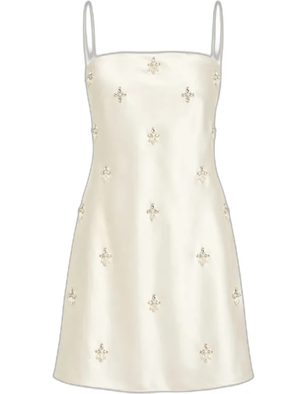 Embellished Satin Mini Dress