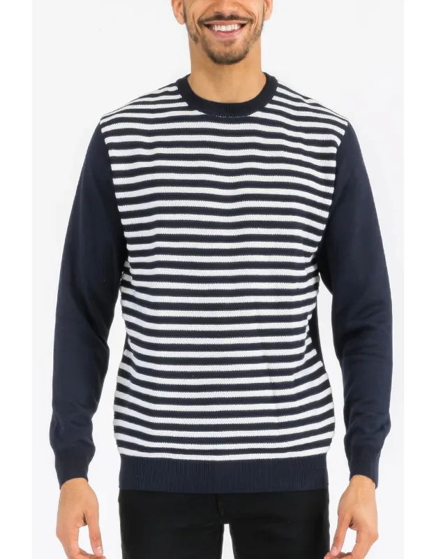 Knitted Round Neck Striped Sweater