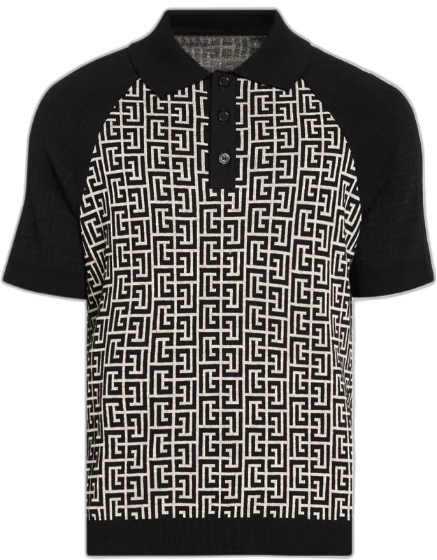 Monogram Cotton Knit Polo Shirt