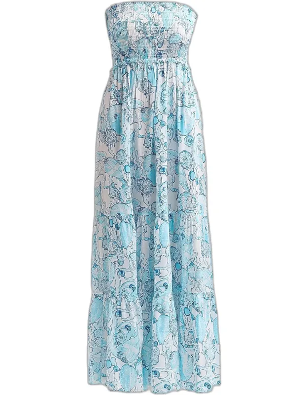 Printed Strapless Cover-up Midi Dress