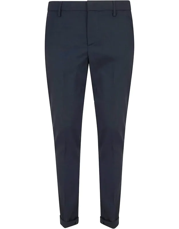 Cotton Trousers With Low-rise Waist And Tapered Leg