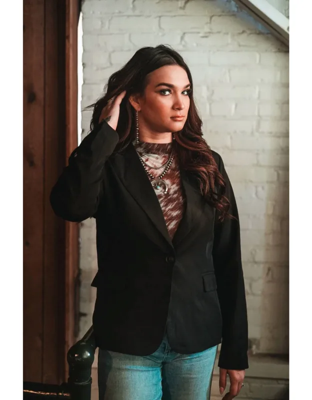 Notched Lapel Western Blazer
