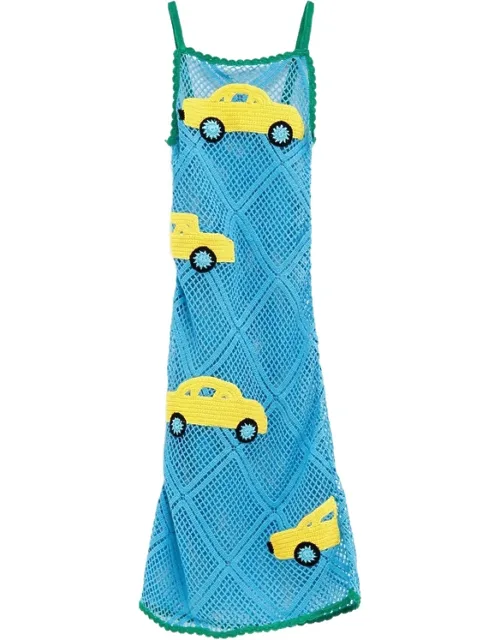 Crochet-knit Car-patch Midi Dress