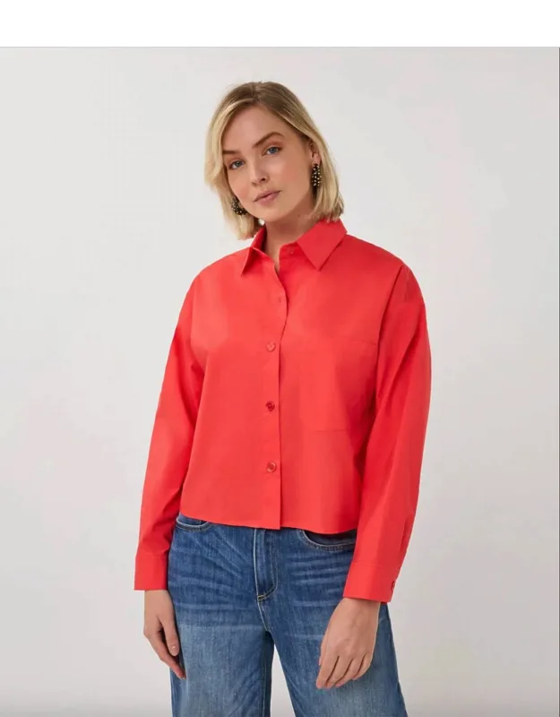 Cropped Folded Cuff Blouse