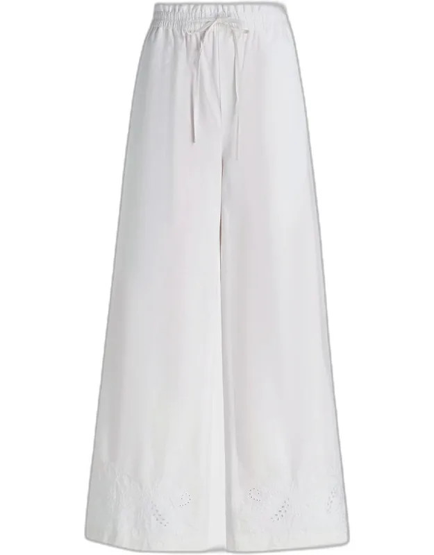 Eyelet-embroidered Cotton Pants
