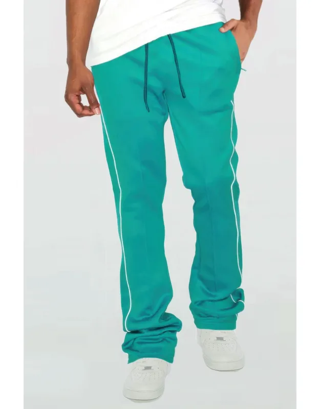 _stacked Flare Pants With Zippered Pockets And Breathable Fabric_