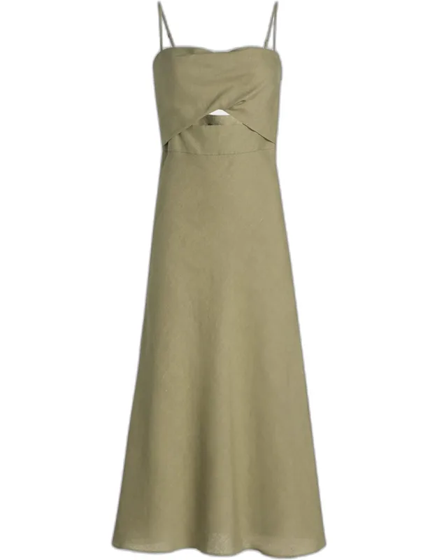 Linen Cut-out Midi Dress