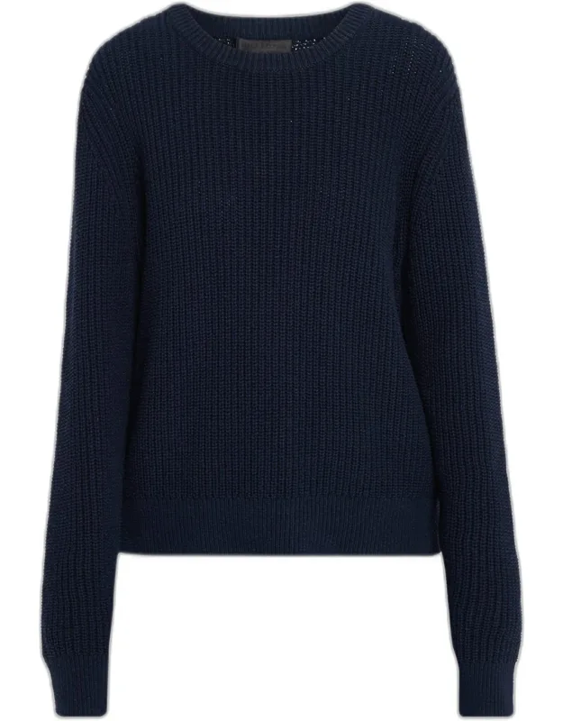 Cotton-silk English Rib Crewneck Sweater