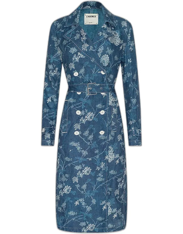 Floral Linen Trench Coat