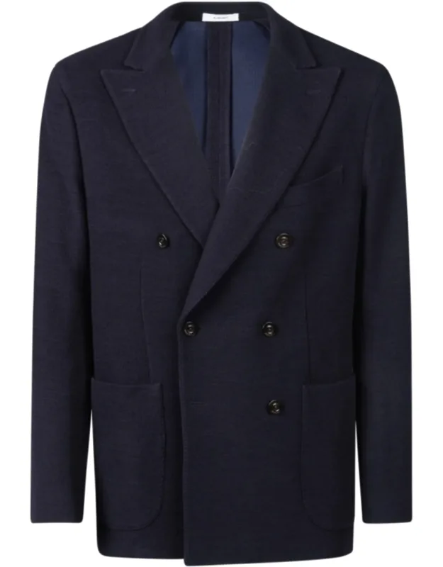 Double-breasted Blazer With Wide Lapels And Textured Fabric