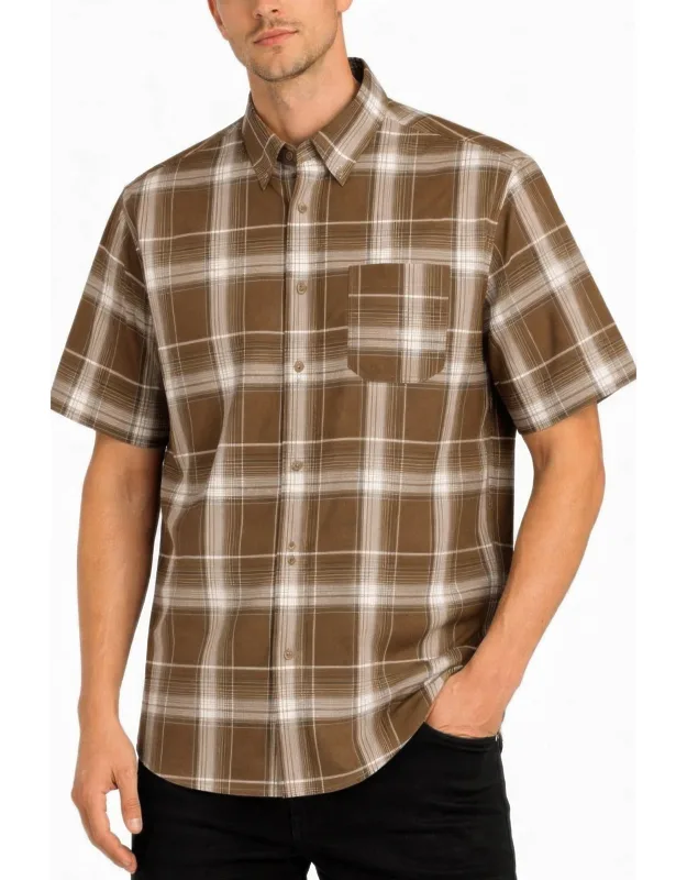 Checkered Button Down Short Sleeve Shirt