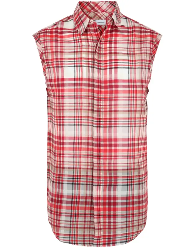 Plaid Print Sleeveless Top
