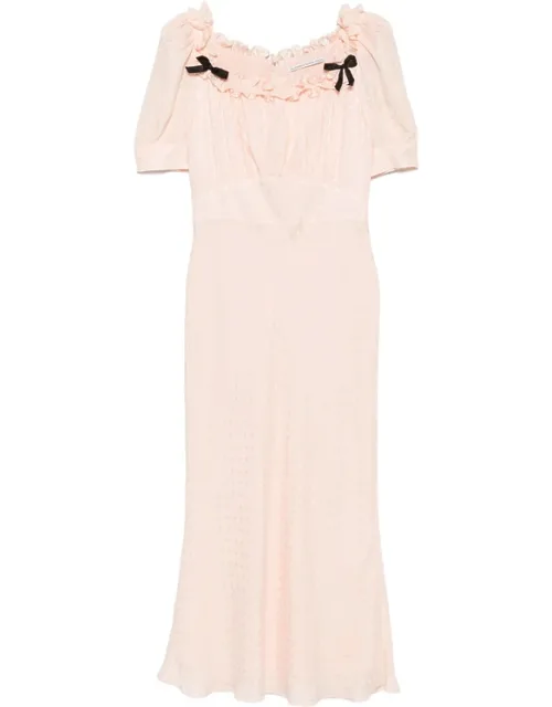 Ruffled Silk-jacquard Midi Dress