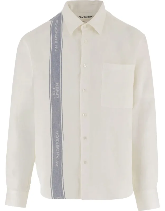 Linen Shirt With Logo Detail And Adjustable Cuffs