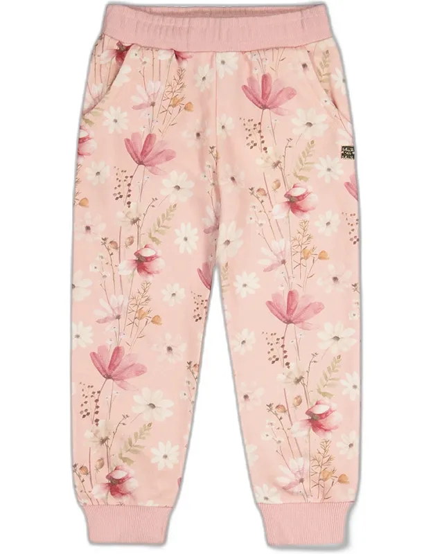 Sweatpants With Pink Printed Flowers