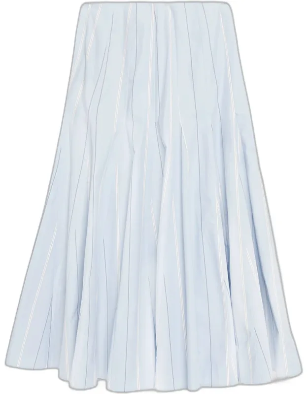 Striped Godet Cotton Poplin Midi Skirt