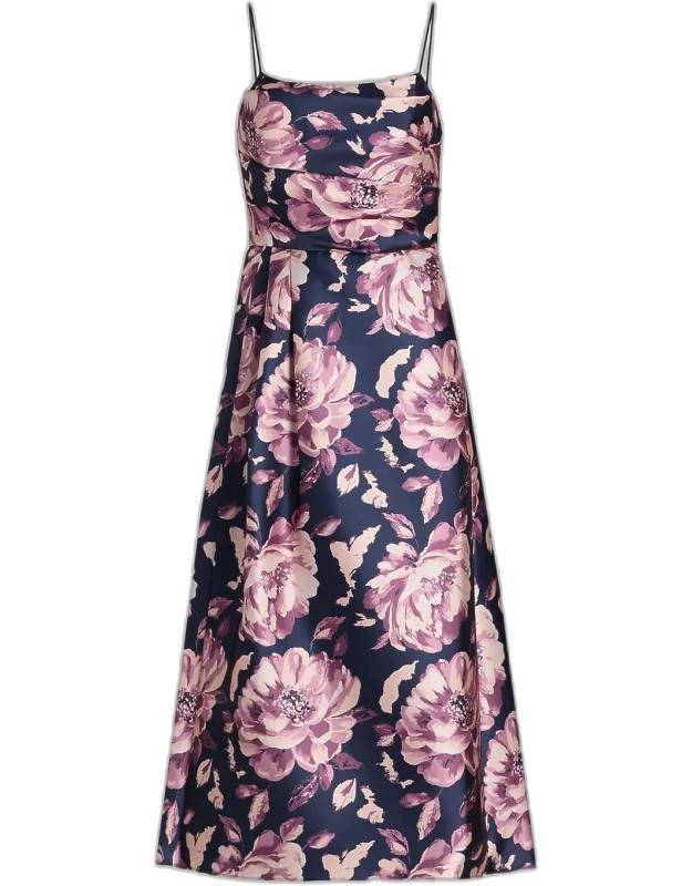 Cayetana Floral Satin Midi Dress