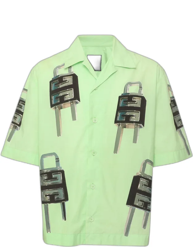 4g Lock Graphic Poplin Hawaiian Short Sleeve Boxy Fit Shirt