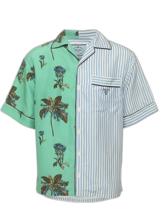 Campanula Printed Poplin Double Match Split Bowling Shirt