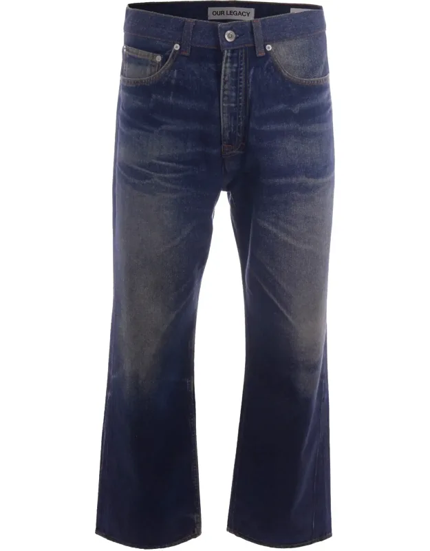 Comfort-fit Third Cut Jeans With Trompe L'oeil Print