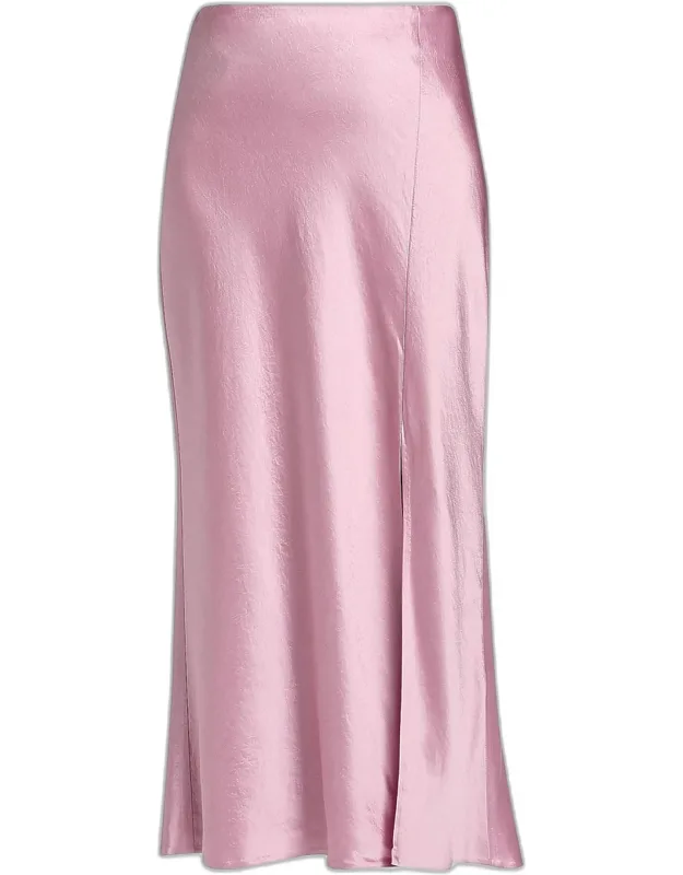 Satin Bias Slip Pencil Midi Skirt
