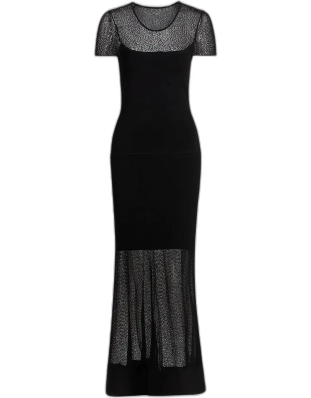 Sheer Mesh Sheath Maxi Dress