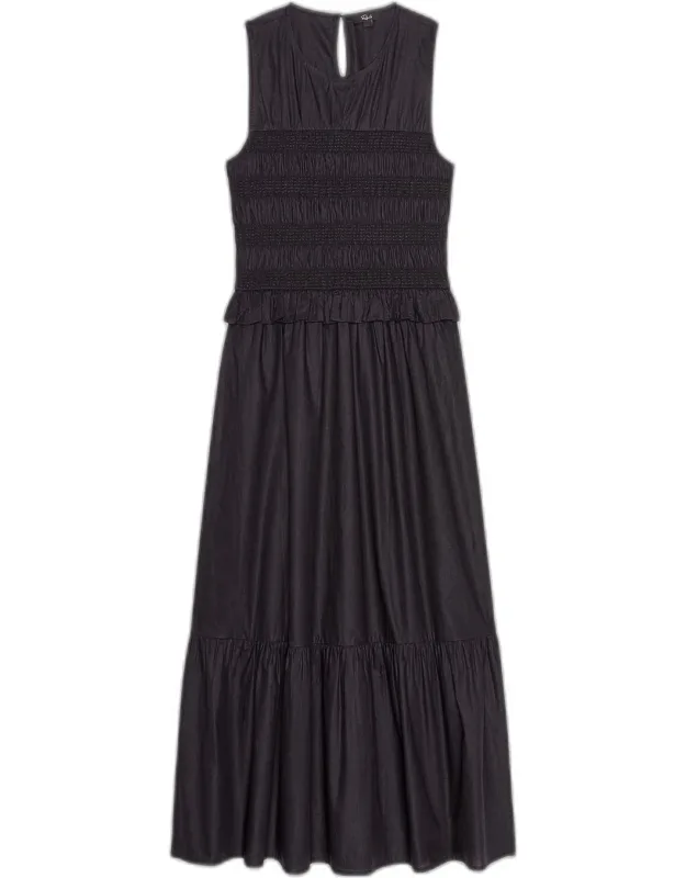 Cotton Smocked Midi Dress