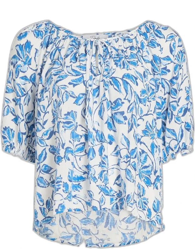 Botanical Print Linen-blend Top