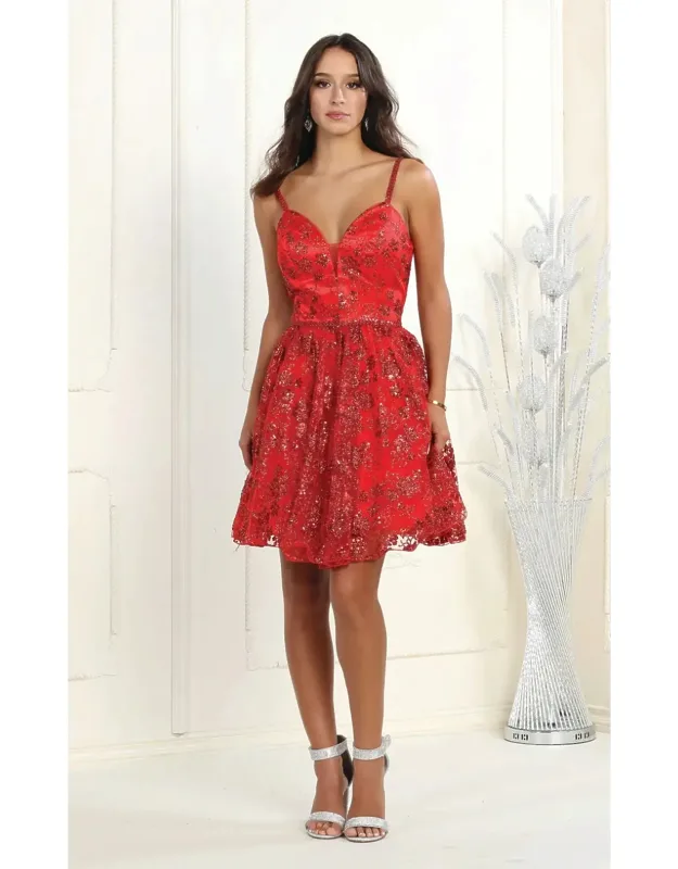 Glitter Spaghetti Strap Hoco Dress