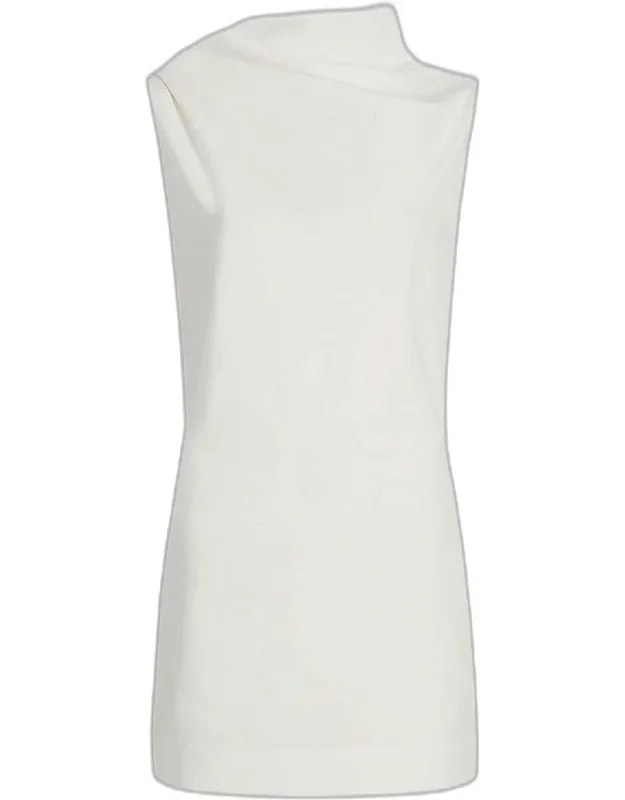Draped Cotton Mini Dress