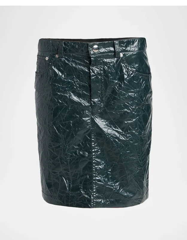 Crinkled Faux-leather Skirt